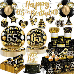 213Pcs 65Th Birthday Decorations for Men and Women, 350Gsm Thick Plates 2