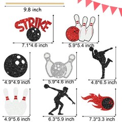 16 PCS Bowling Party Centerpiece Sticks Glitter Strike Up Birthday Decor