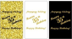 35th Birthday Mini Candy Bar Wrapper, (Set of 60) CANDY NOT INCLUDED