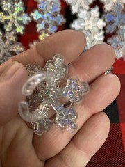 Snowflake Cupcake Topper Rings 24 pc Cake Decoration Christmas Glitter 1.5″
