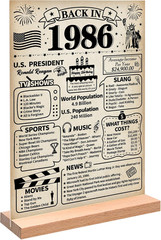 40Th Birthday Decorations Gift for Women Men, Retro Back in 1986 Poster Acrylic