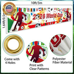 World Cup Banner for 2026 International Flags Decorations around the World Cup B