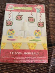 Unique CoComelon JJ 7-Piece Birthday Decoration Kit, Multicolor Paper/Plastic