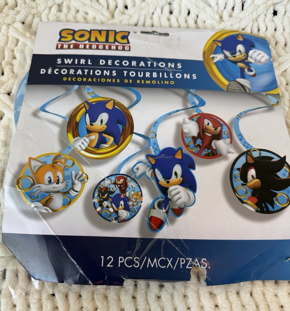 Sonic the Hedgehog Cardstock Swirl Ceiling Decorations, 12ct Birthday Party