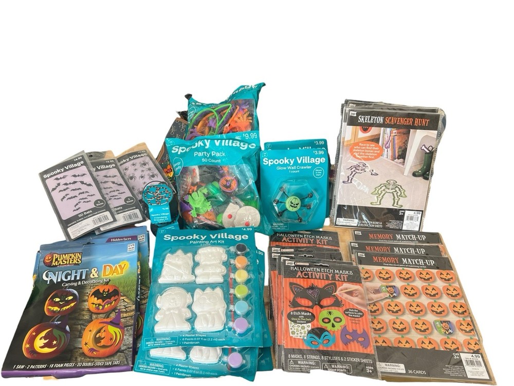 Bulk Halloween Decorations Set of 27 Activities Pumpkin Carving Kit, Masks, Art
