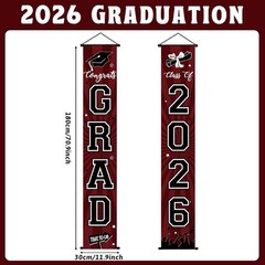 Graduation Banner 2026 Graduation Decorations Maroon and Black Grad Banner Po…