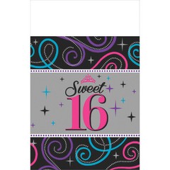 Sweet 16 Lunch Plate Napkin Plastic Table Cover Birthday Party Pack
