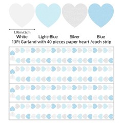 Blue White Silver Party Decorations – 52Ft Heart Paper Garland Decoration Chr…