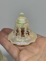 Iridescent Ivory Hard Plastic Wedding Bells Ornaments LOT of 29 Vintage