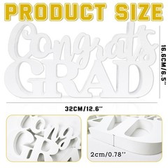 White 2026 Graduation Party Decorations Congrats Grad Sign Wooden Centerpiece