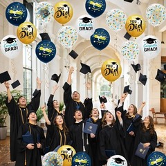 Graduation Decorations 2026 – Graduation Balloons 62Pcs 12 Inch Navy Blue Gold W