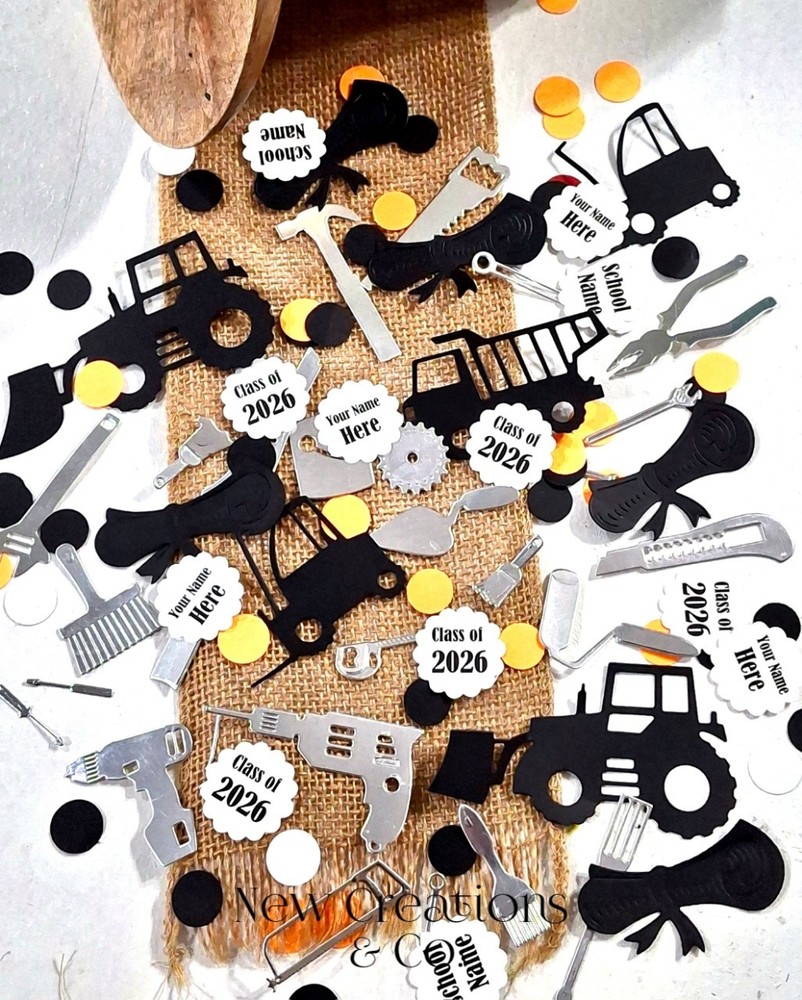 Personalized Construction Tool Confetti 300 Count Civil Engineer Graduation