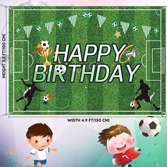 Soccer Happy Birthday Backdrop and Table Cover Set for Kids Soccer Themed Party