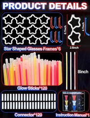 Fun & Safe 126 PCS Glow Stick Accessories for All Ages – 4th of July Ready