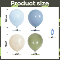 Sage Green and Blue Balloons, 35PCS Olive Green Dusty Blue Beige Cream Latex Bal