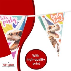 Dino skeleton pennant banner 16 ft party garland multicolored