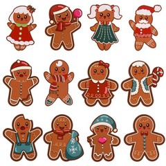 180 PCS Gingerbread Men Cutouts Paper Man Bulletin Board DieCuts 12 Styles