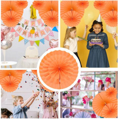 Orange Paper Fans Party Decoration Hanging Paper Fan Flowers Kids round Pattern
