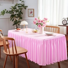 Party Talk Pink Polyester Table Clothes for 8 Foot Rectangle Tables, Wrinkle Fre