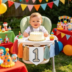 Handmade Rainbow First High Chair Banner Colorful Party Decoration for Boys F…