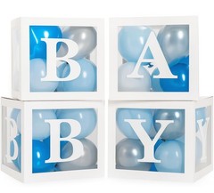 44-Piece Baby Shower Decorations for Boy or Girl – 4 Boxes with Letters and 3…