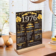 Black Gold 50Th Birthday Decorations for Men Women Vintage Wooden Two-Sided Back