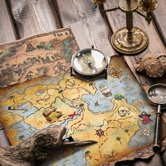 Outus 4 Pieces Treasure Map Party Accessory Gold Mind Treasure Map for Pirate…