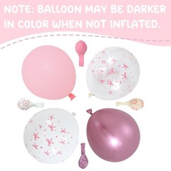 Pink Bow Balloons Set, 50 pcs 12 inch Metallic Pastel Pink White Transparent …