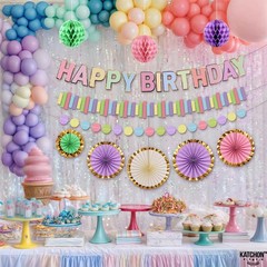 , Macaron Decorations Set – Pack of 18 | Happy Decorations | Pastel Happy Ban…