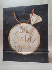 Black & Gold BRIDAL PARTY BAG «SHE SAID YES» 10×12
