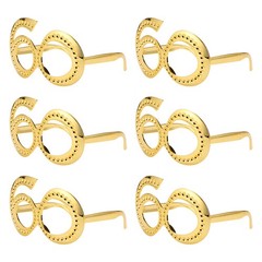6-Pack Birthday Glasses with Rhinestones, 60th Photo Booth Props [Gold]