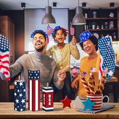 4th of July Firecracker Decorations – Rustic Patriotic Tiered Tray Decor, Indepe