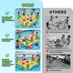 2 in 1 Pool Toys Games Set Inflatable Pool Float with 10 Balls & 8 Rings Tic-…