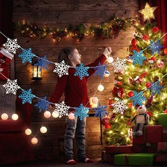 2Pack White and Blue Glitter Snowflake Banner Winter Wonderland Banner