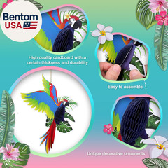 9 Pieces Tropical Birds Honeycomb Paper Cutouts Rio Luau Party Hanging Decoratio