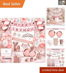 225 PC Rose Gold Party Decorations Kit for Stunning Birthday Celebrations