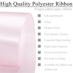 Ribbon x 50 Yards, Single Face Polyester Satin Ribbon for 1 Inch Light Pink