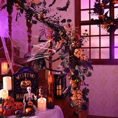 6ft Halloween Garland for Mantel with Lights Party Decor