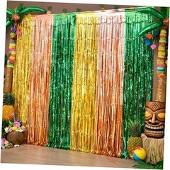 Luau Party Decorations – Tropical Streamers Backdrop Banner | Green Gold Rose