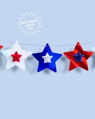 , Red, White + Blue Star Banner | 5.5 Ft. | 4th of July Garland, USA Decorati…