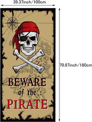 Pirate Door Banner Party Backdrop Halloween Birthday Decoration Photo Booth Prop