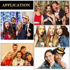 30 PCS 40th Birthday Photo Booth Props Black Gold Inflatable Frame Selfie