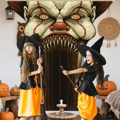 Clown Vampire Banner Backdrop Scary Horror Creepy Theme Multi