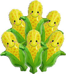 6PCS Corn Balloons Vegetables Corn Foil Mylar Balloons for Baby Shower Corn