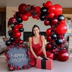 Black Red Balloon Garland Double Stuffed Burgundy Black Balloons Maroon Ruby …