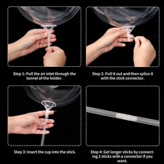 RUBFAC 50Pcs Balloon Sticks with Cups, 16In Clear Bobo Balloon Holders Large and