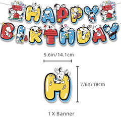 Snoopy Birthday Party Decoration – Set Balloon, Banner, Cake and Cupcake Toppers