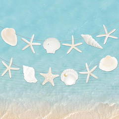 3Pcs Paper Beach Seashell Party Banners Ocean Party Decorations Natural Seashell