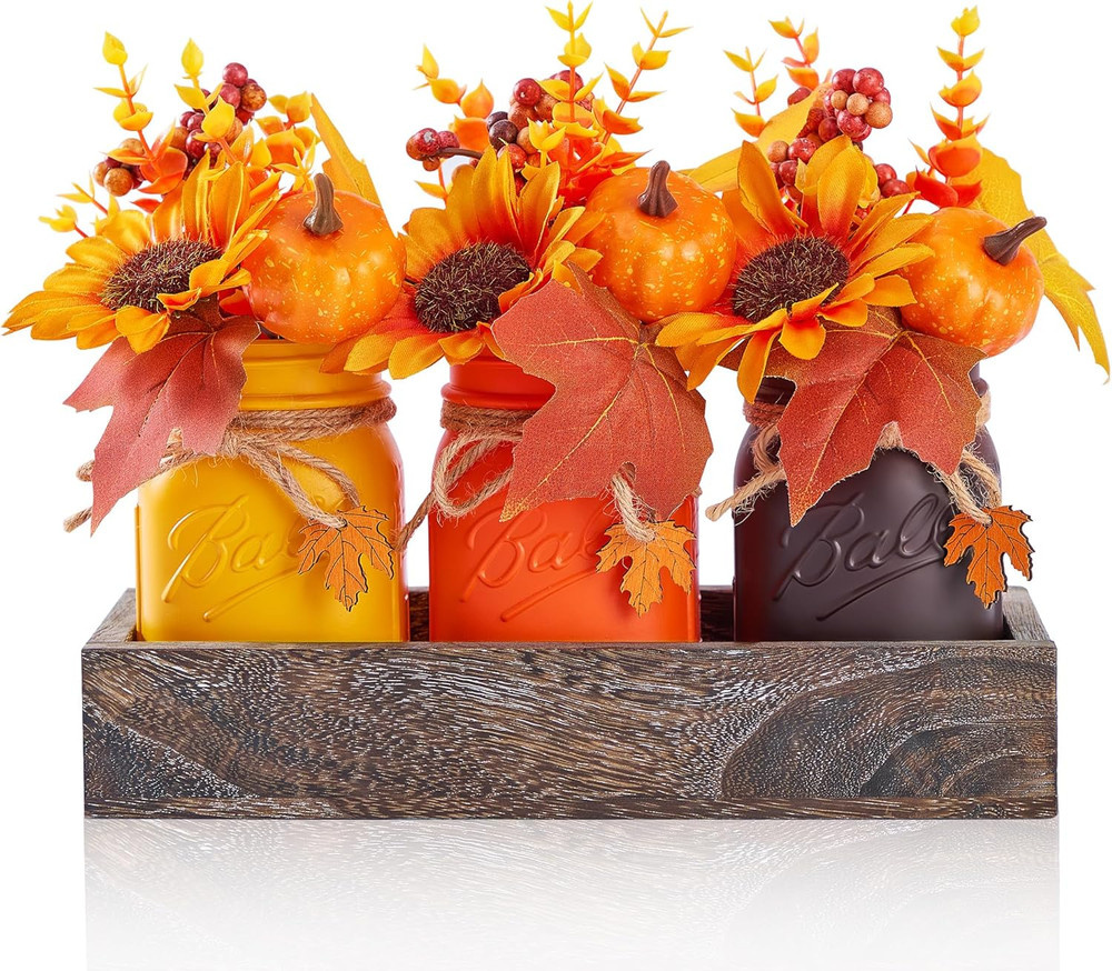 Mason Jar Fall Thanksgiving Centerpieces for Tables Fall Thanksgiving Table D…