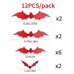 12pcs 3D Bats Halloween Decoration Scary Props Wall Stickers DIY Party PVC Decor